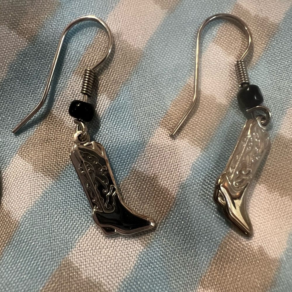 Sterling Silver Cowboy Boot Earrings